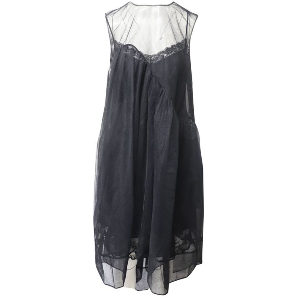 Simone Rocha Overlay Mesh Baby Doll Dress in Black Silk